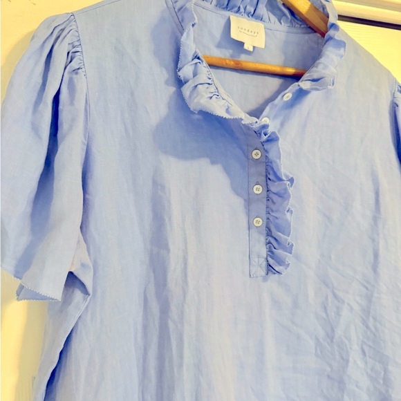 SUNDAYS Blue Ruffle Blouse - Picture 3 of 10